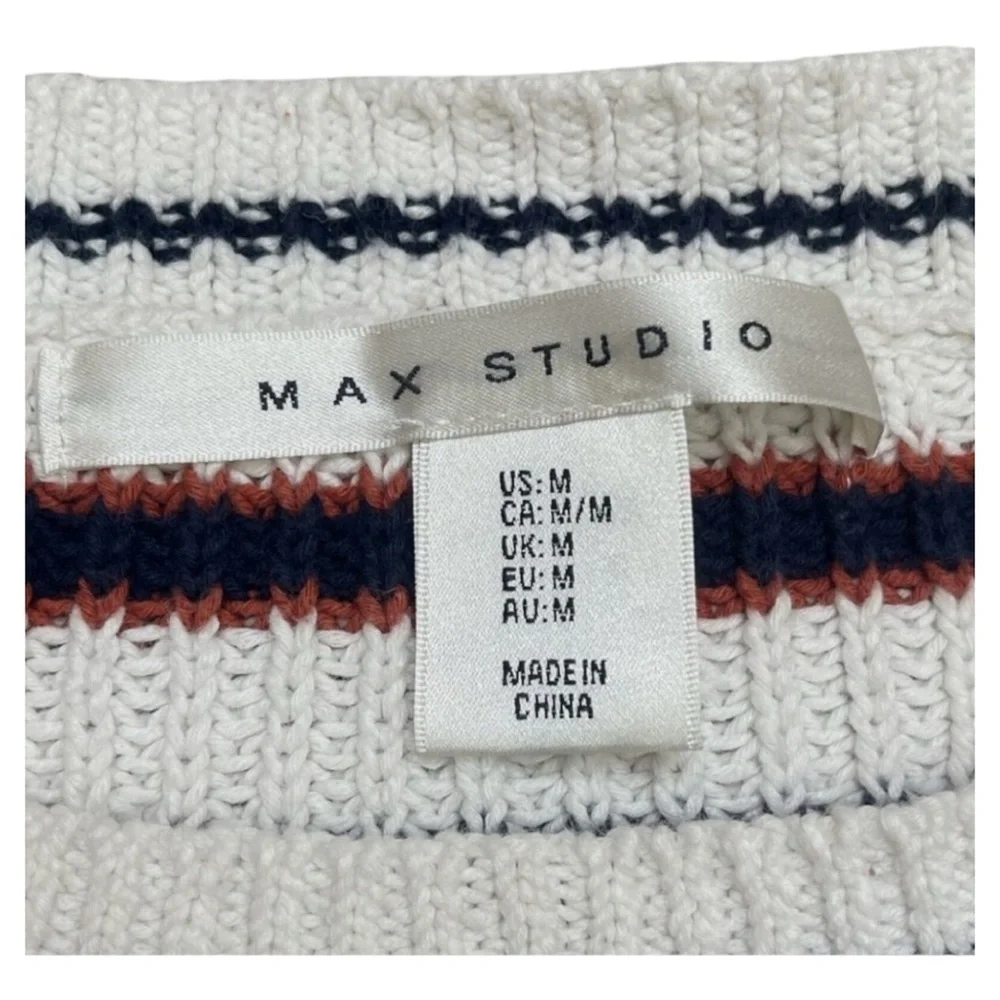 EUC Max Studio Women's Multicolor Cotton Striped Long Sleeve Pullover Sweater - Picture 4 of 7